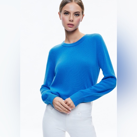 Alice + Olivia Angie Vibrant Blue Crew Neck Sweater